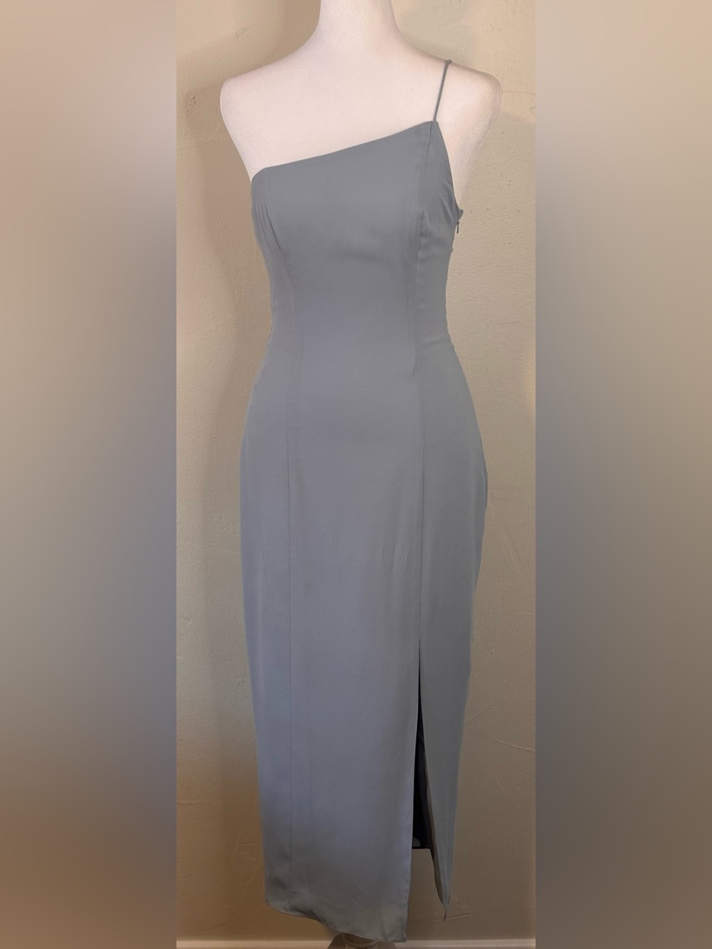 BHLDN Blue-Gray One Shoulder Wedding Dress Women’s Size 0